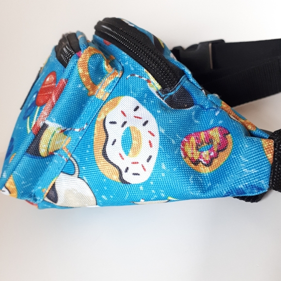 Everest Donuts Coffee Candy Print Blue Fanny Pack - Picture 3 of 11